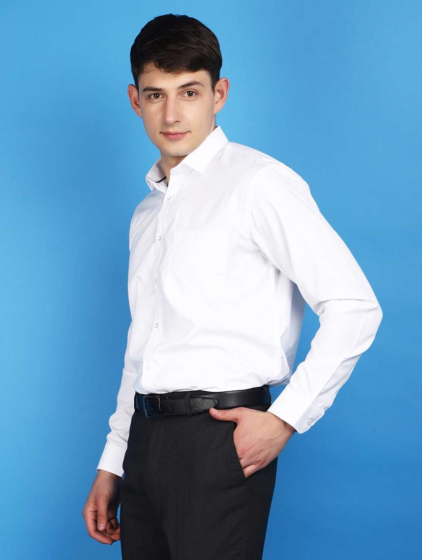 white cotton blend formal shirt - 20929241 -  Standard Image - 2