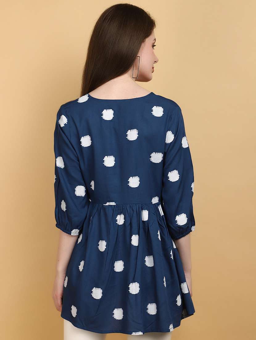 women blue v neck a-line top - 20929255 -  Standard Image - 2