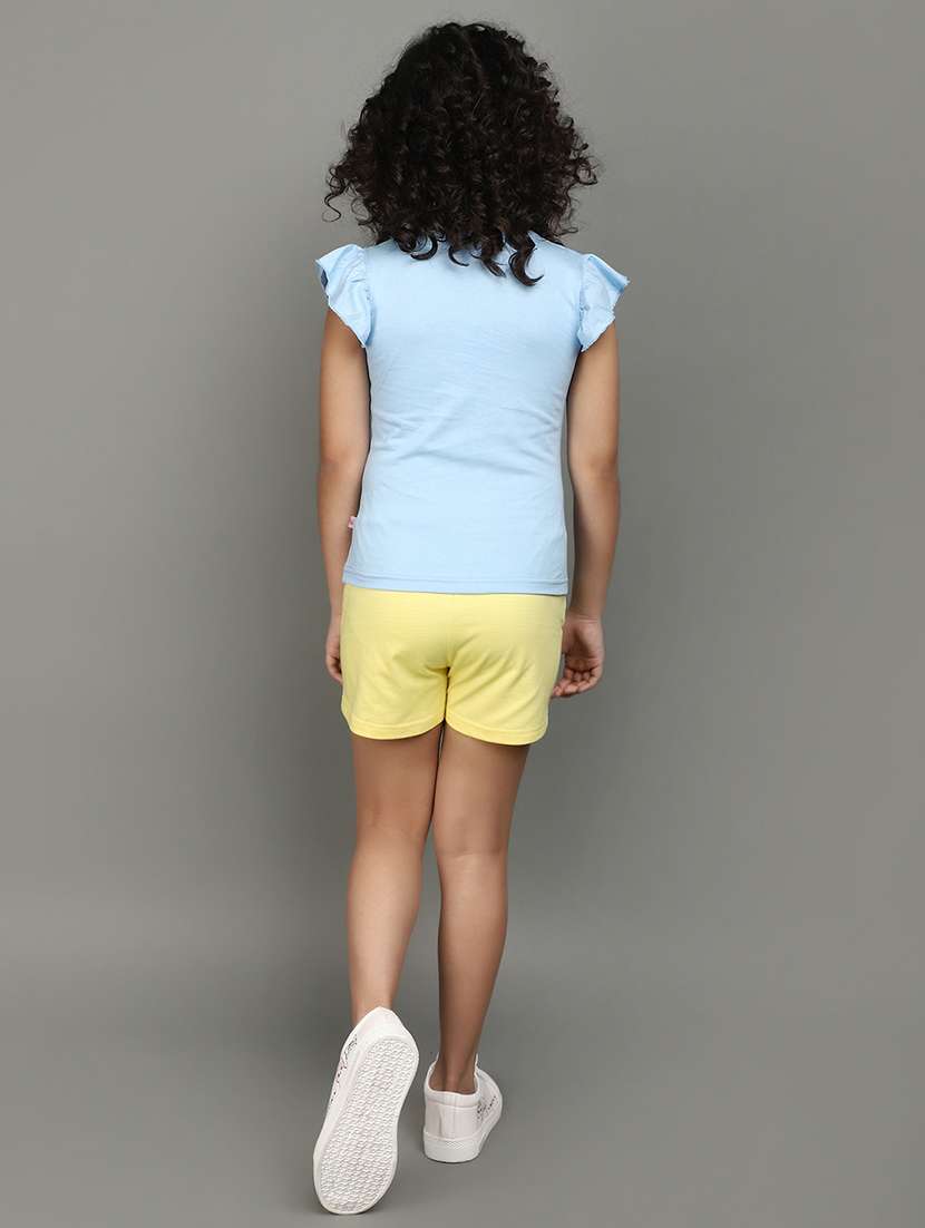 girls round neck printed shorts set - 20929260 -  Standard Image - 2