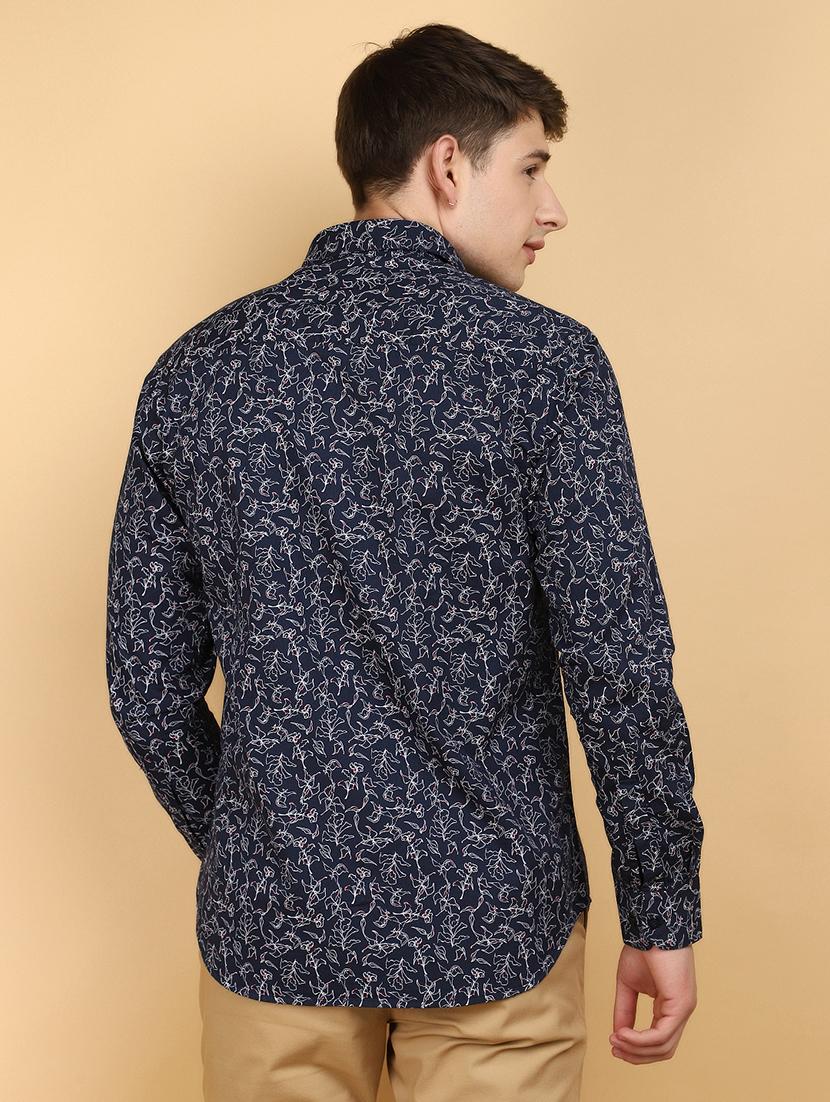navy blue cotton casual shirt - 20929304 - Standard Image - 2