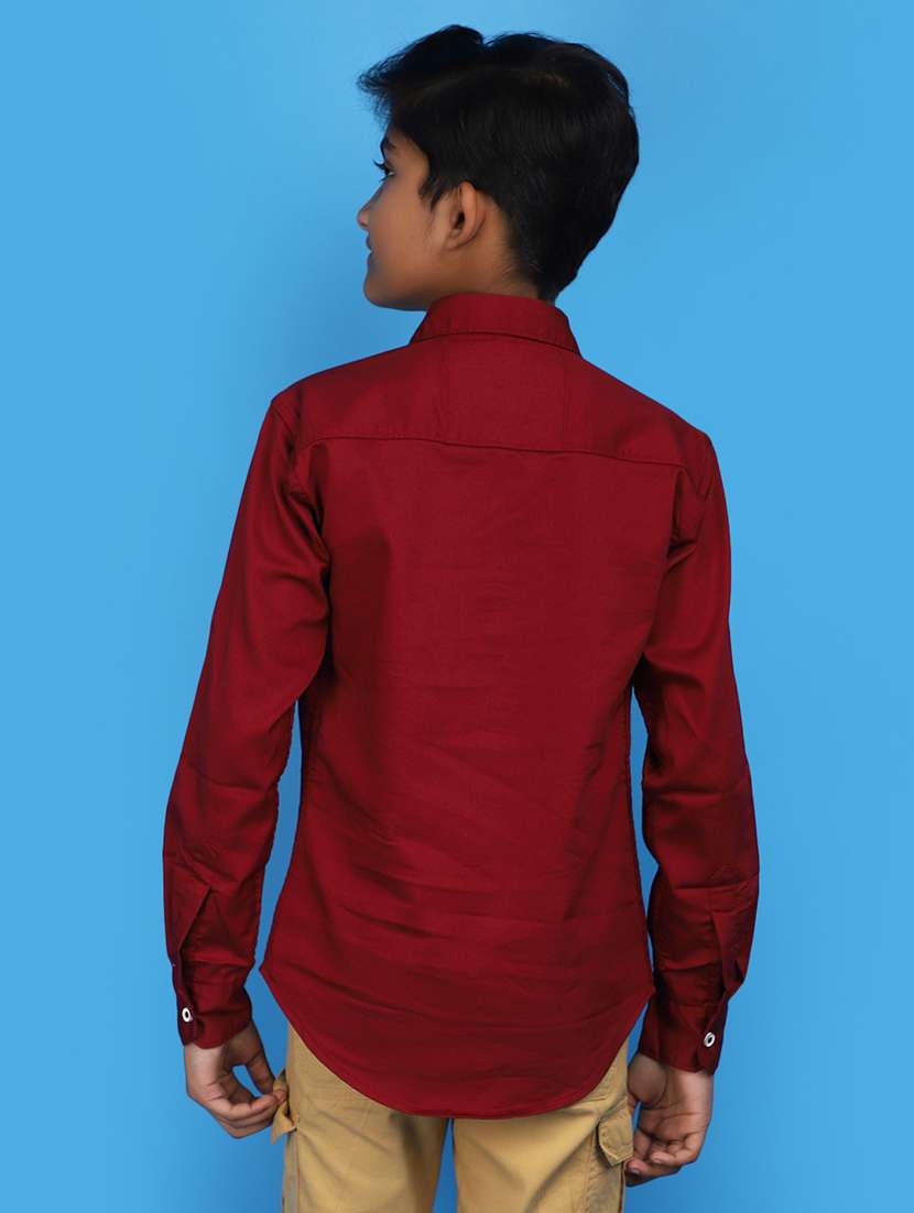 maroon cotton typographic print shirt - 20929319 -  Standard Image - 2