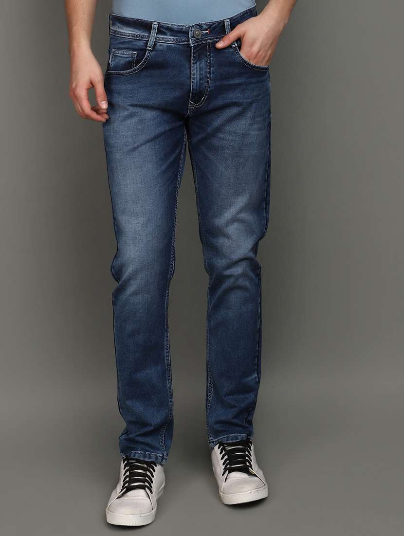 men mid rise washed denim jeans