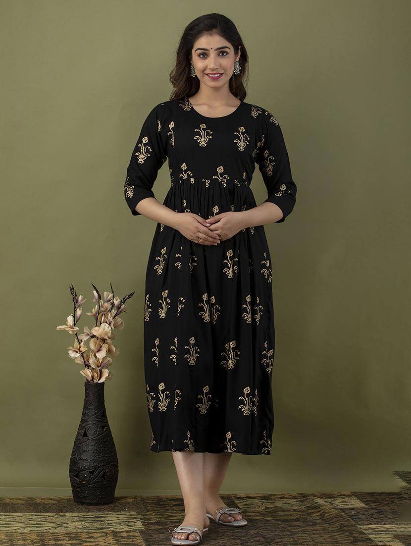 women round neck printed ethnic maternity dress - 20929752 - Standard Image - 2