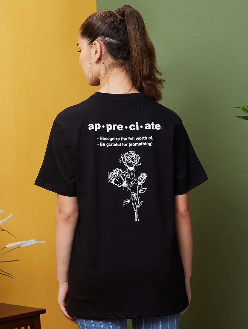 women black cotton back printed t-shirt - 20929768 - Standard Image - 2