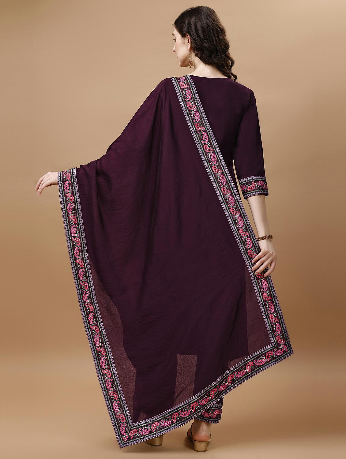 women three quarter sleeve kurta pant with dupatta set - 20929895 - Standard Image - 2