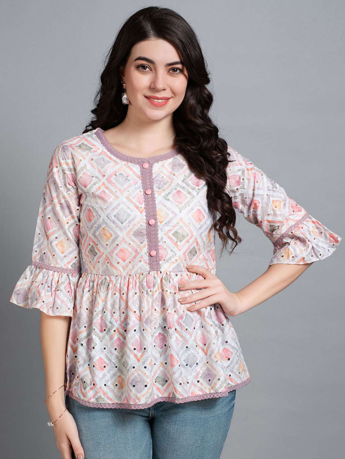women's printed peplum top