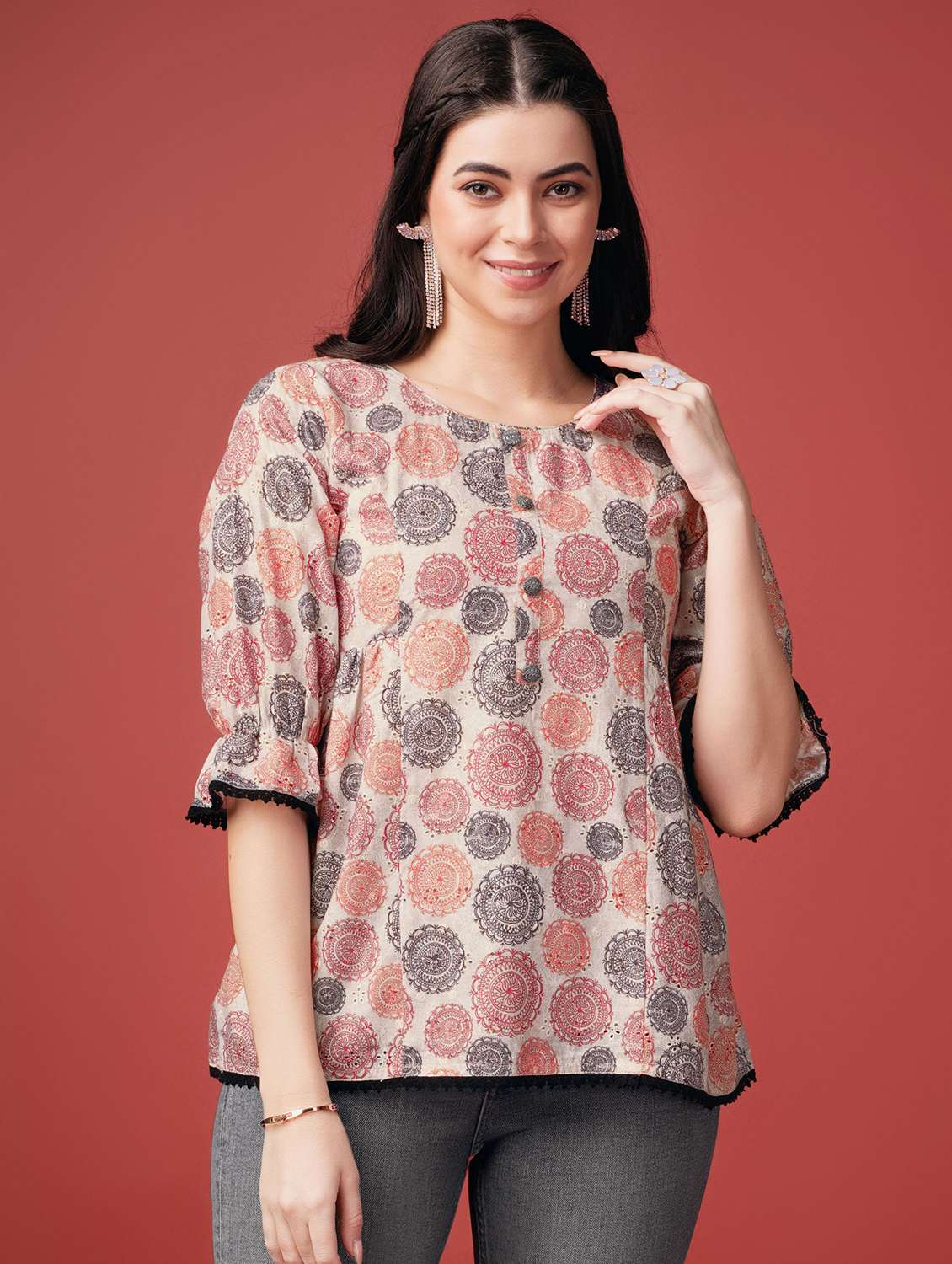 women's printed a-line top