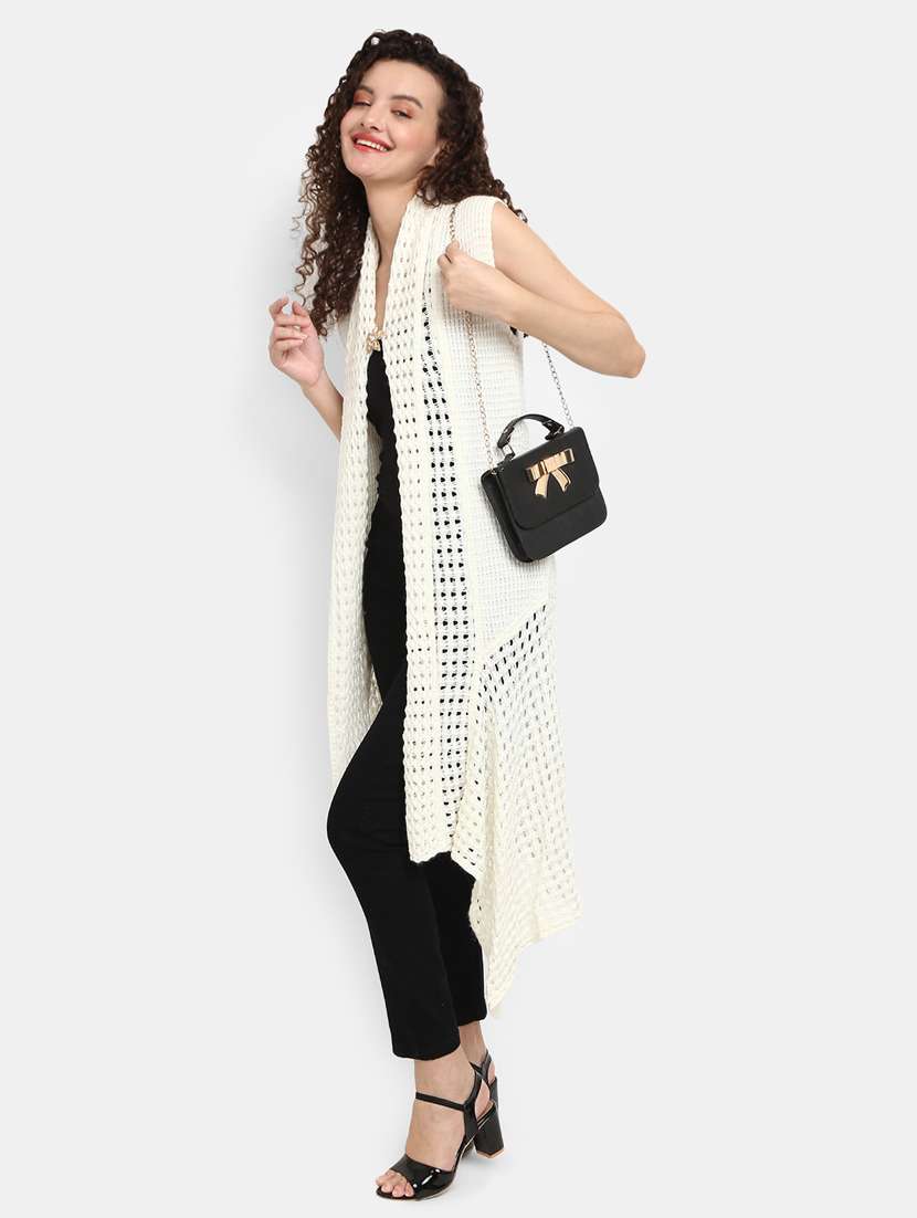 Women Self-designed Sleeveless Cardigan - 20930001 -  Standard Image - 2
