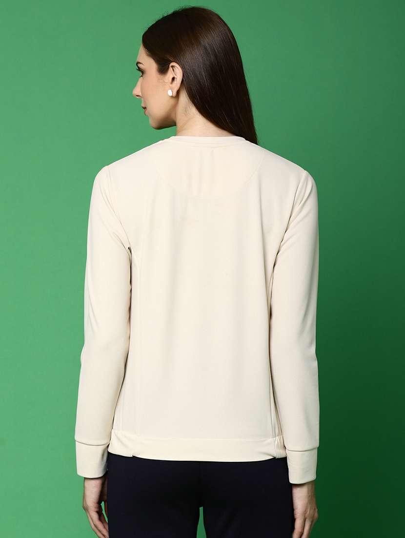 women cream graphic long sleeve pullover - 20930032 -  Standard Image - 2