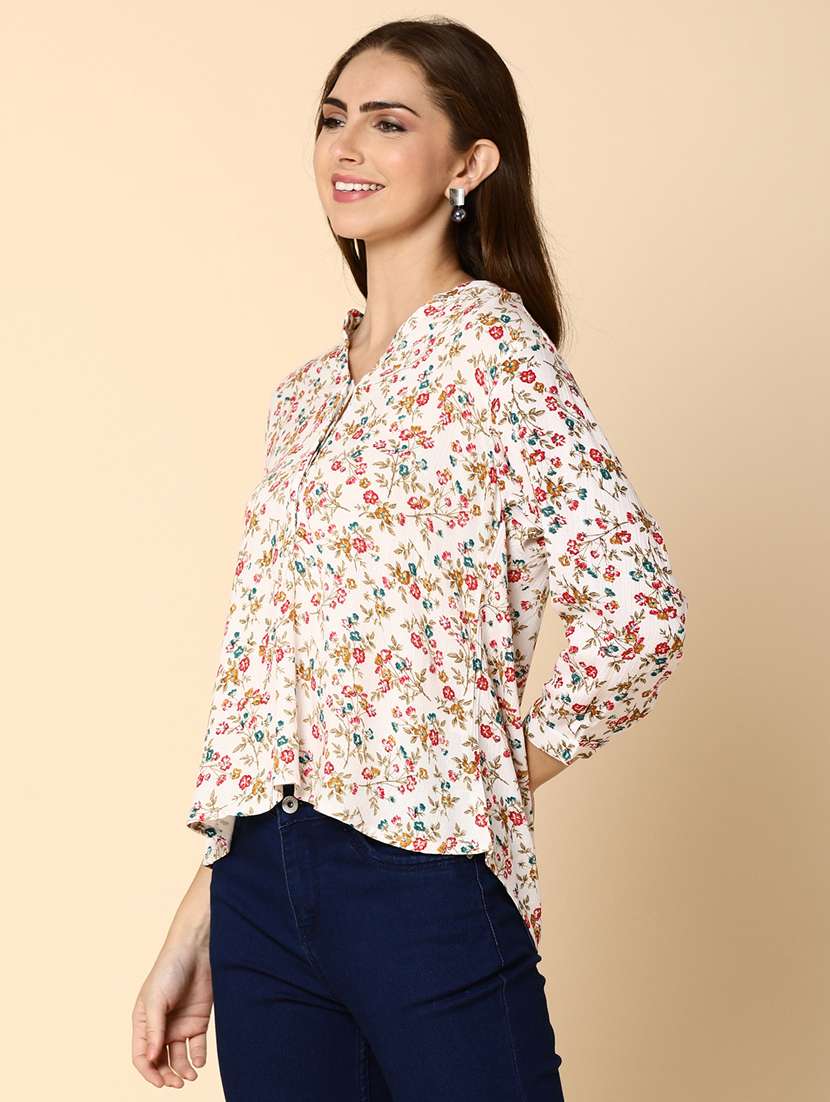 white floral printed high low top - 20930048 -  Standard Image - 2