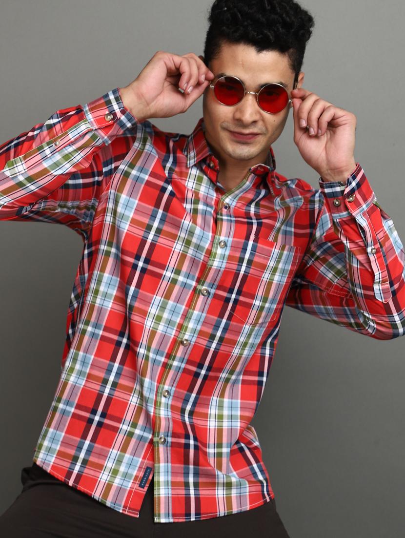 red cotton casual shirt - 20930102 - Standard Image - 2