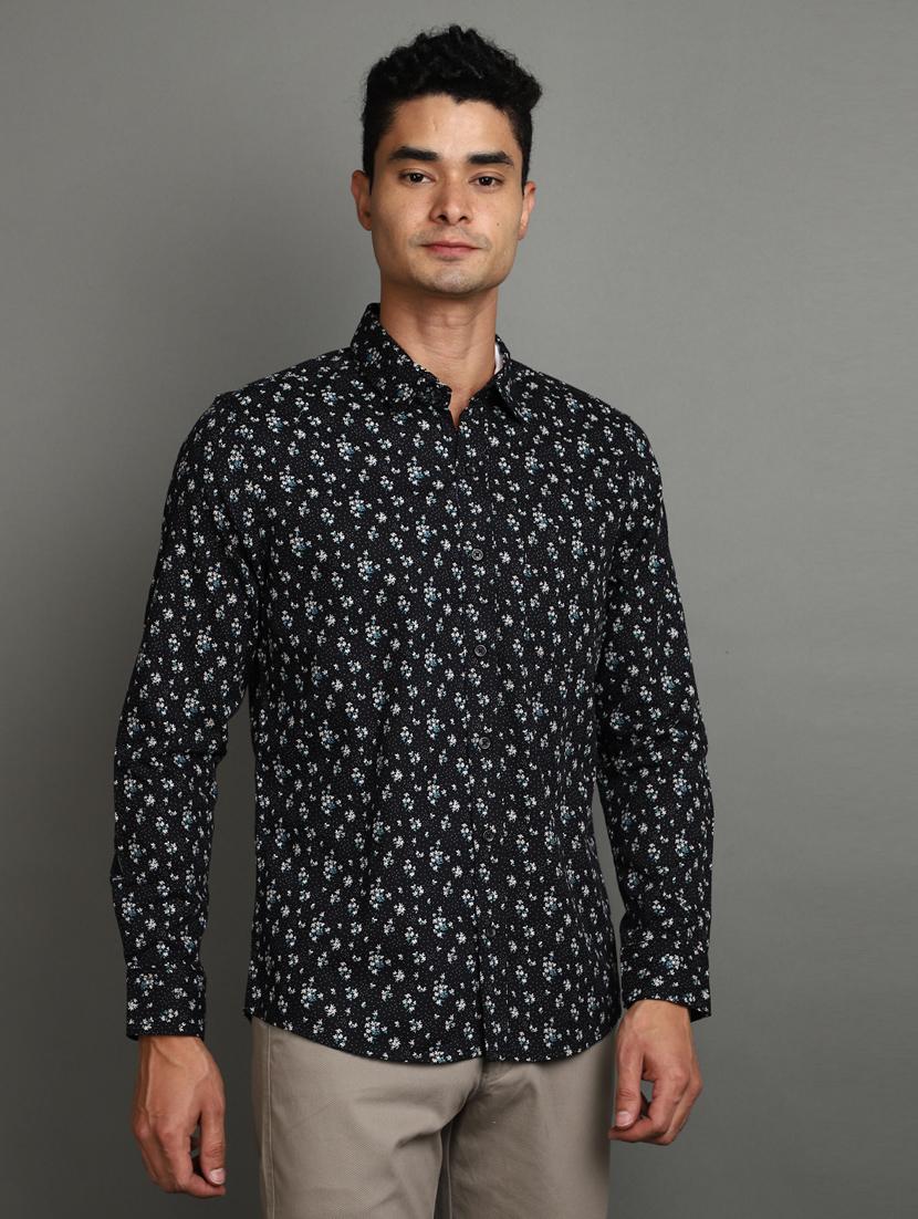 black cotton casual shirt - 20930104 - Zoom Image - 0