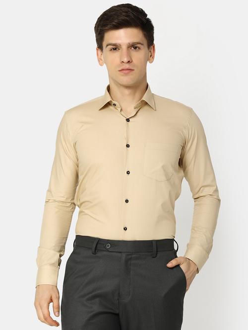beige cotton formal shirt - 20930203 -  Standard Image - 0