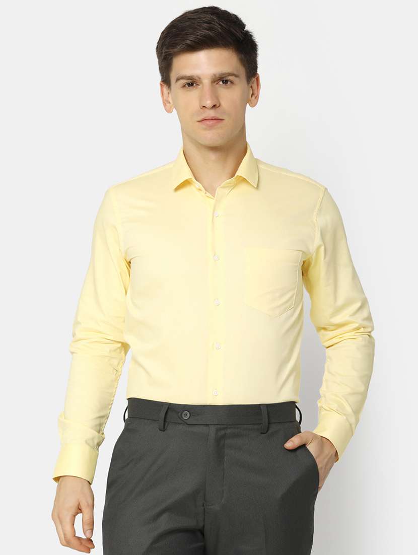 yellow cotton formal shirt