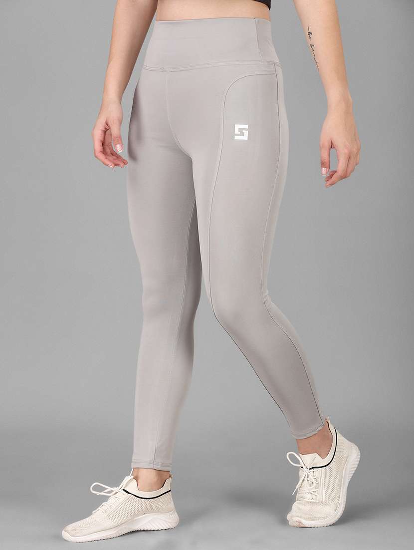 women solid ankle length tight