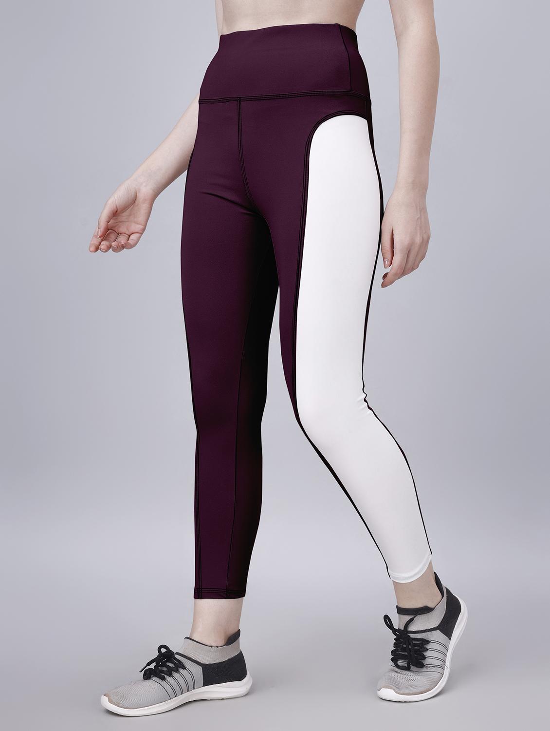 women color block ankle length tights - 20930369 - Standard Image - 2