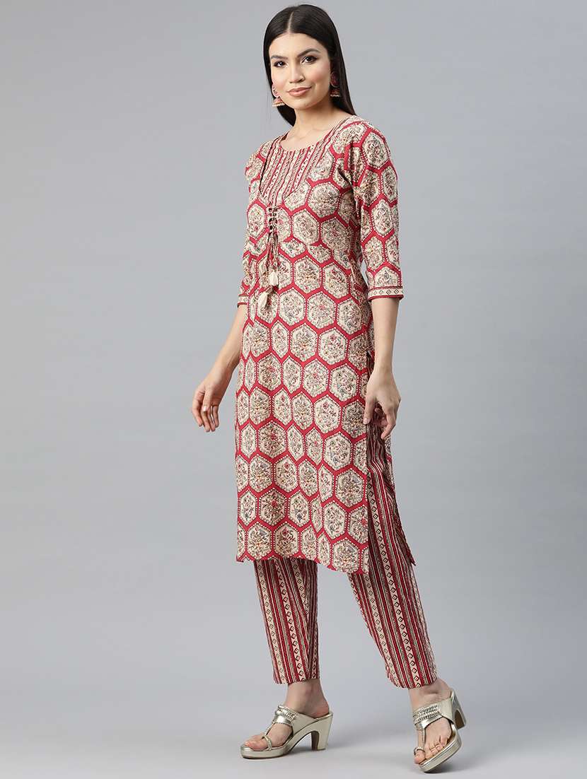 women three quarter sleeve kurta pant with dupatta set - 20930561 -  Standard Image - 2