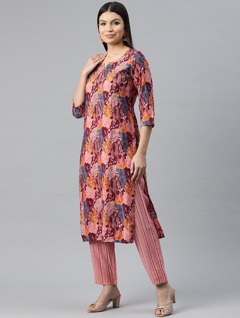 women three quarter sleeve kurta pant with dupatta set - 20930566 - Standard Image - 2