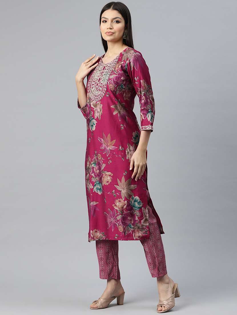 women three quarter sleeve kurta pant with dupatta set - 20930570 - Standard Image - 2