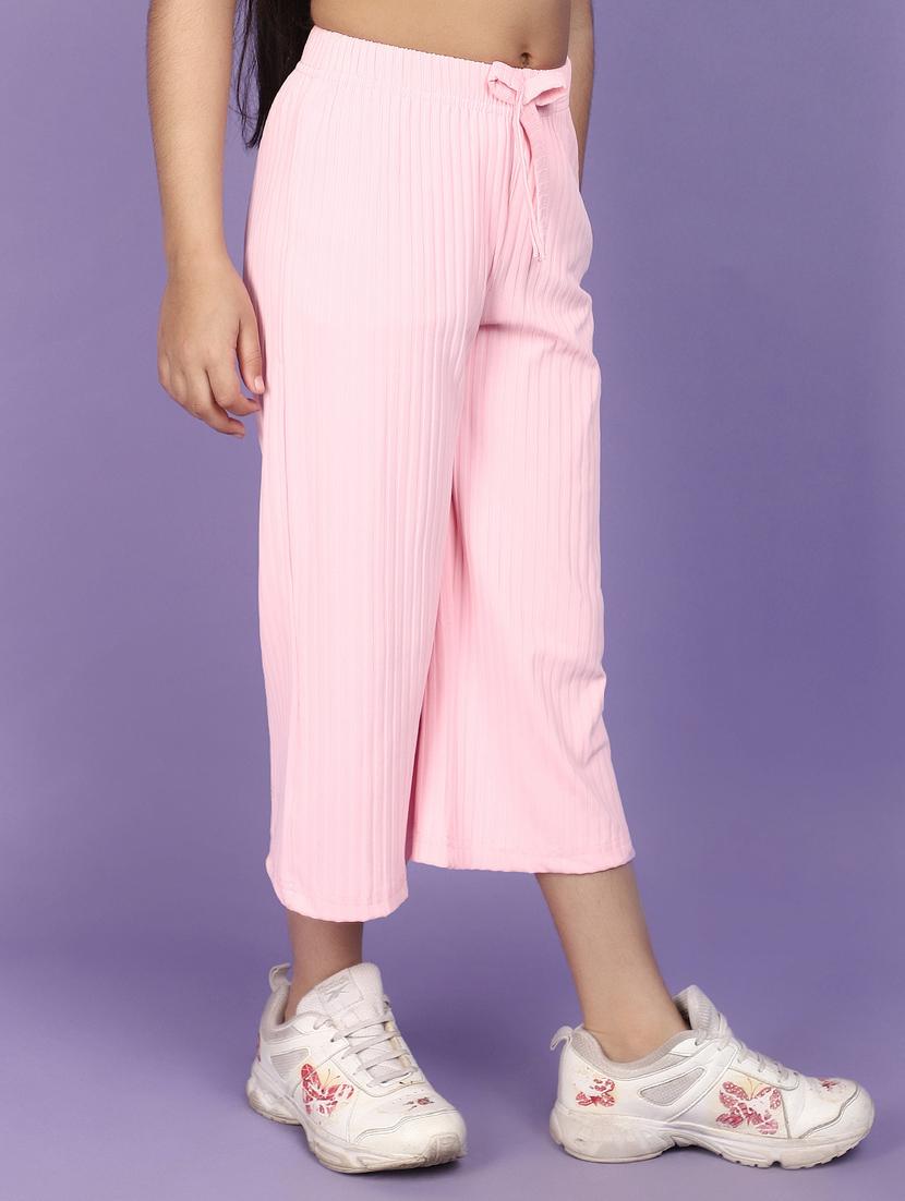 kids solid pink casual wide leg trouser - 20930647 - Standard Image - 2