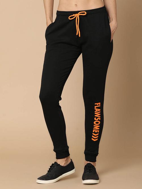 women black typographic track pant - 20930654 -  Standard Image - 0