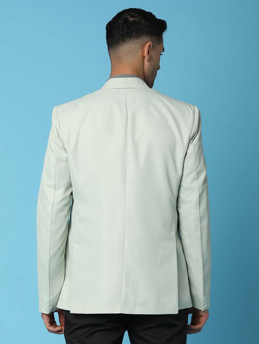 green cotton blend single breasted casual blazer - 20930668 -  Standard Image - 2