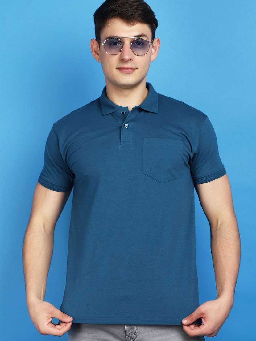men polo neck solid t-shirt - 20930730 -  Standard Image - 2