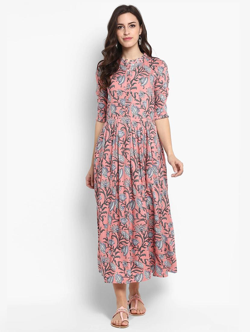 women floral print short sleeve flared kurta - 20930856 - Zoom Image - 0