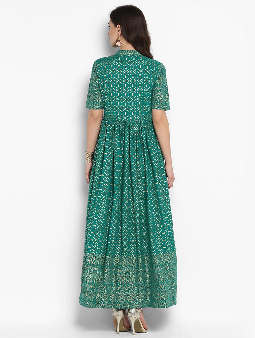 women foil print short sleeve flared kurta - 20930857 - Standard Image - 2