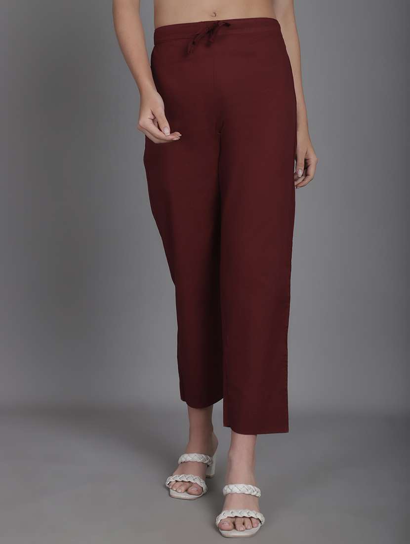 women mid-rise solid tapered pant - 20930939 -  Zoom Image - 0