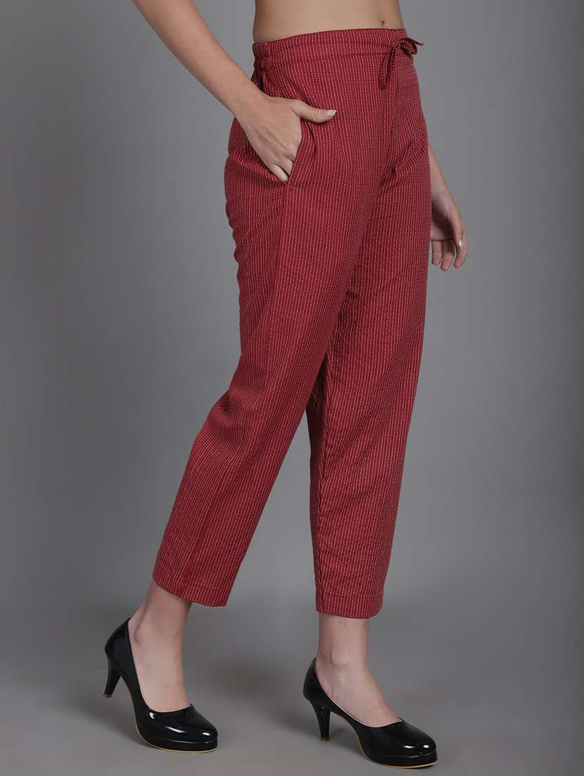 women mid-rise stripes tapered pant - 20930948 - Standard Image - 2