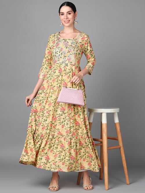 women floral printed tiered kurta - 20931295 -  Standard Image - 0