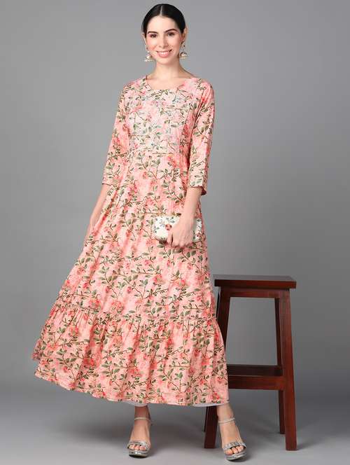 women floral printed tiered kurta - 20931296 -  Standard Image - 0