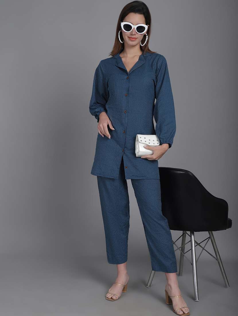 women striped shirt and trouser co-ord set