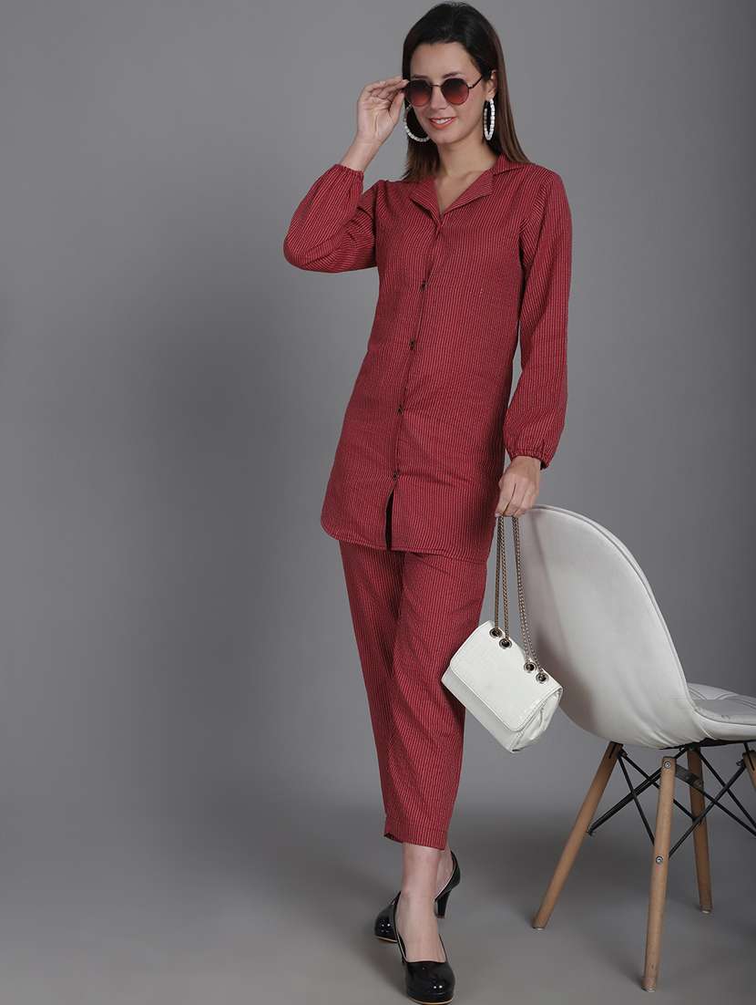 women striped shirt and trouser co-ord set