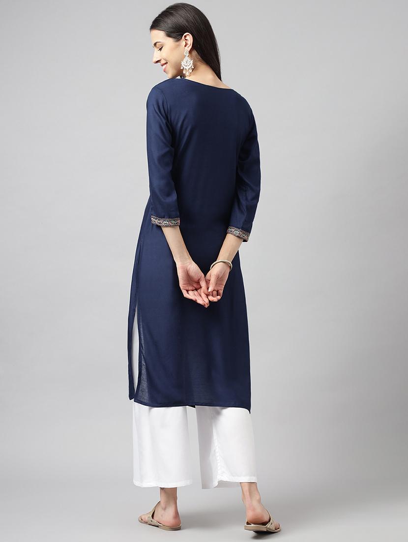 embroidered straight kurta - 20932720 - Standard Image - 2
