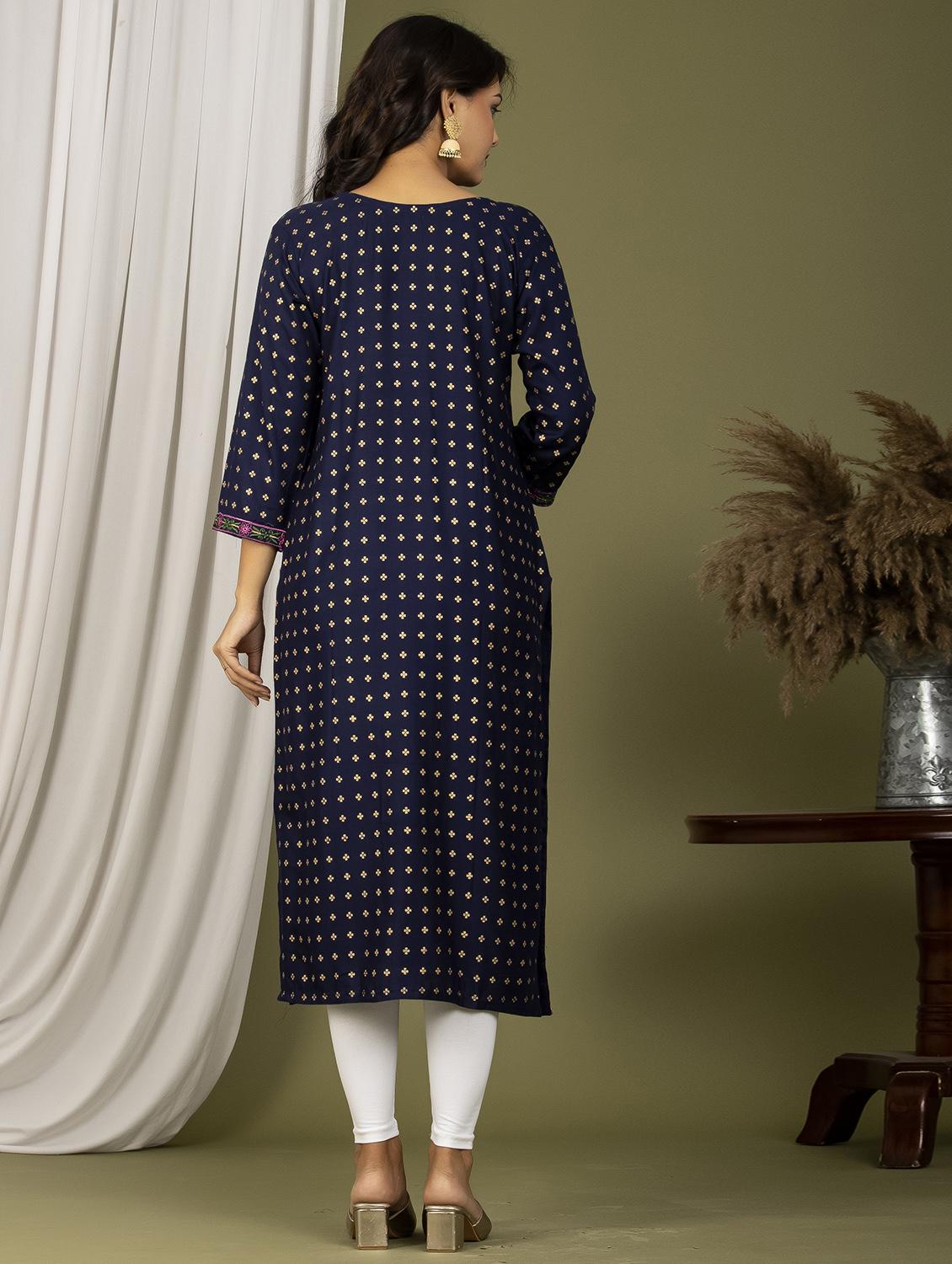 embroidered straight kurta - 20932770 - Standard Image - 2
