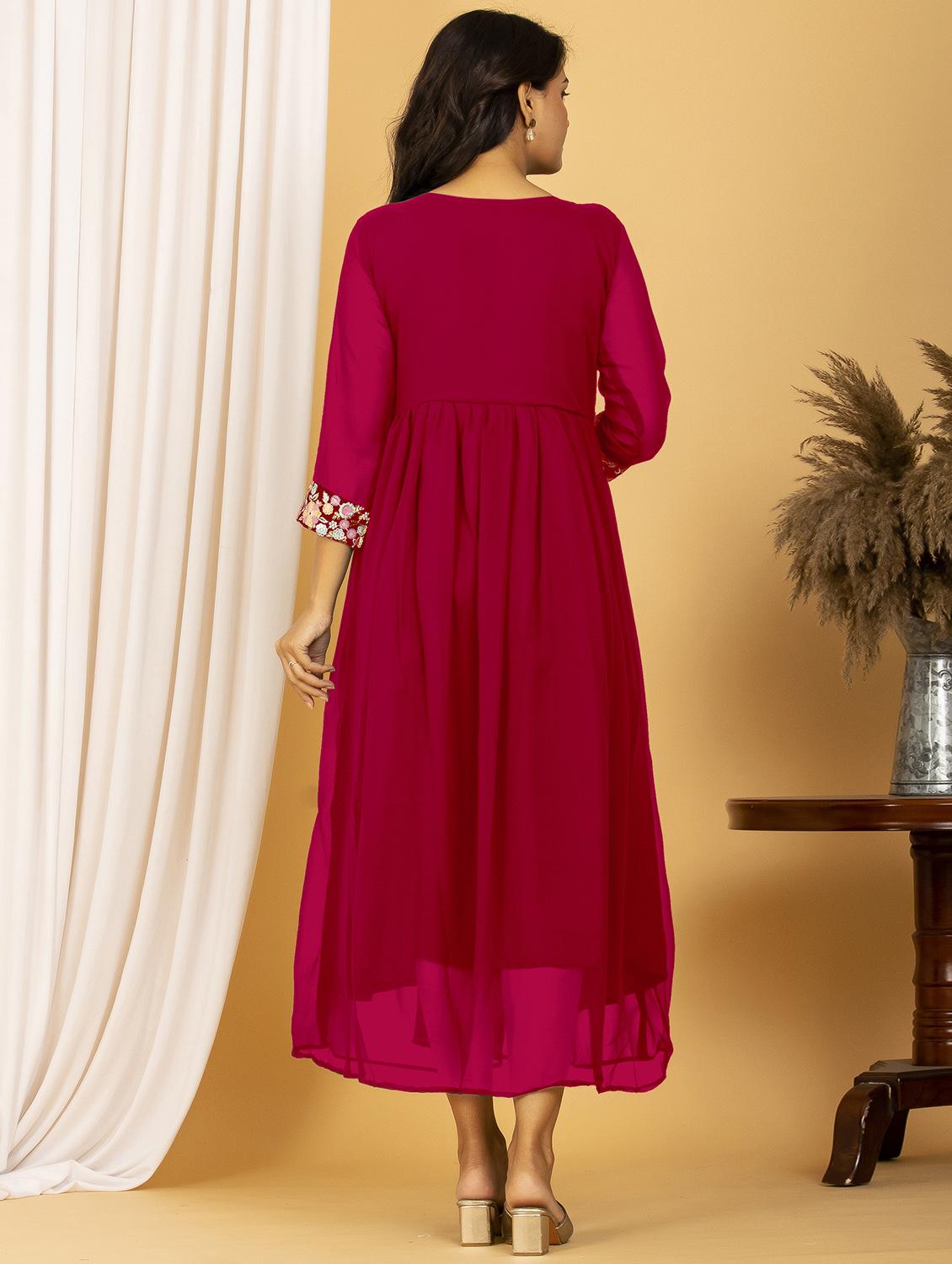 sequins work flared ethnic dress - 20932776 - Standard Image - 2