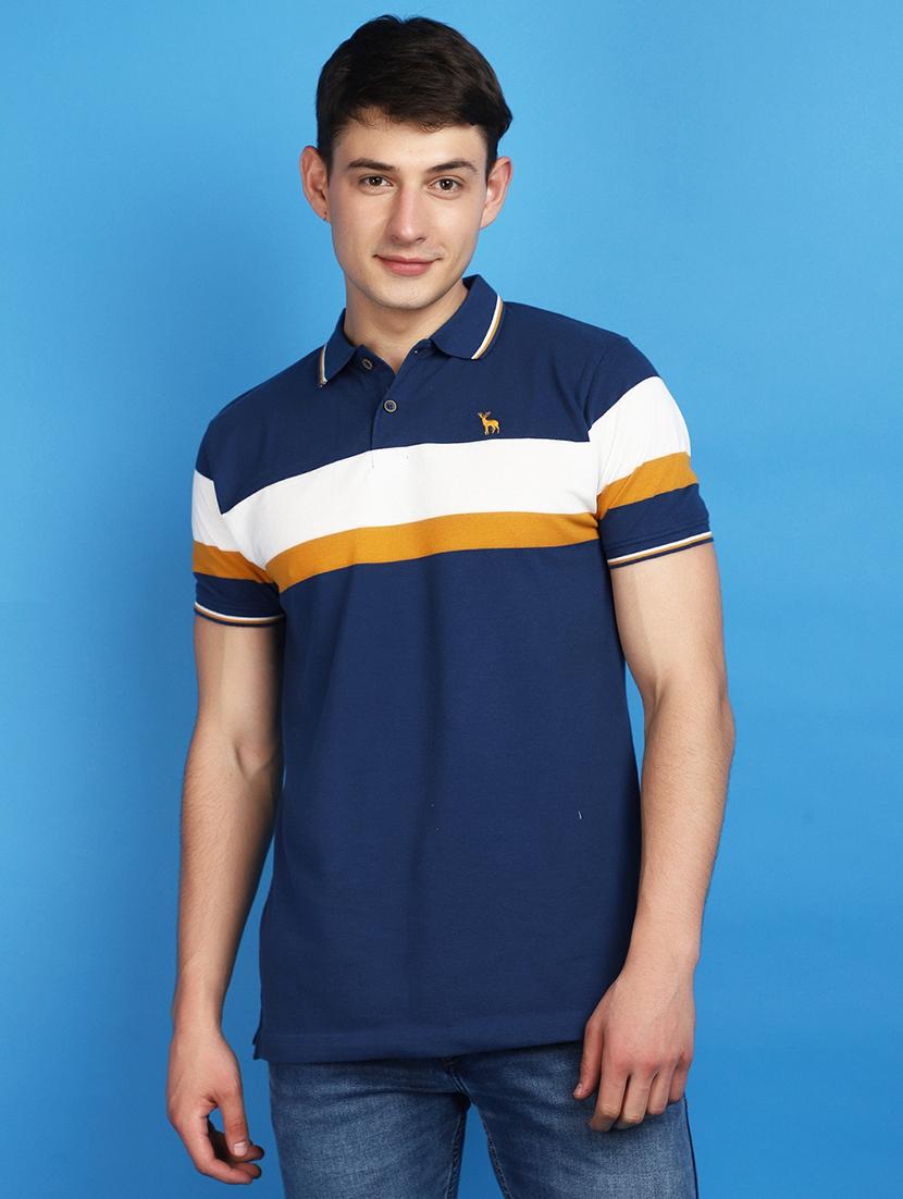 men polo neck striped t-shirt