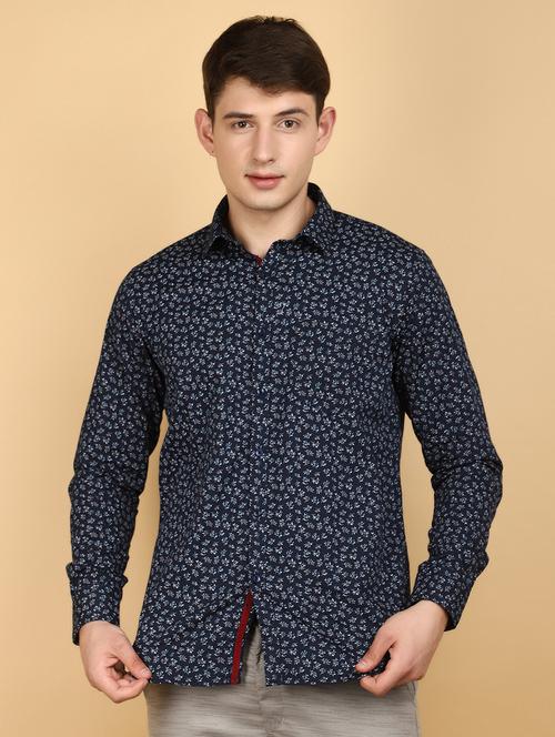 navy blue cotton casual shirt - 20934287 -  Standard Image - 0