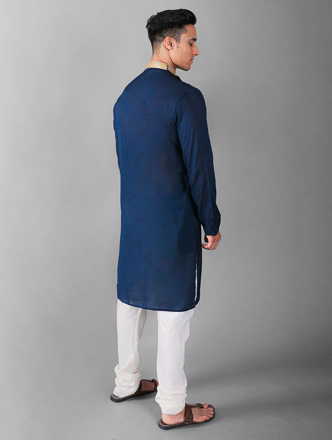 blue silk blend kurta churidar ethnic wear set - 20942876 - Standard Image - 2