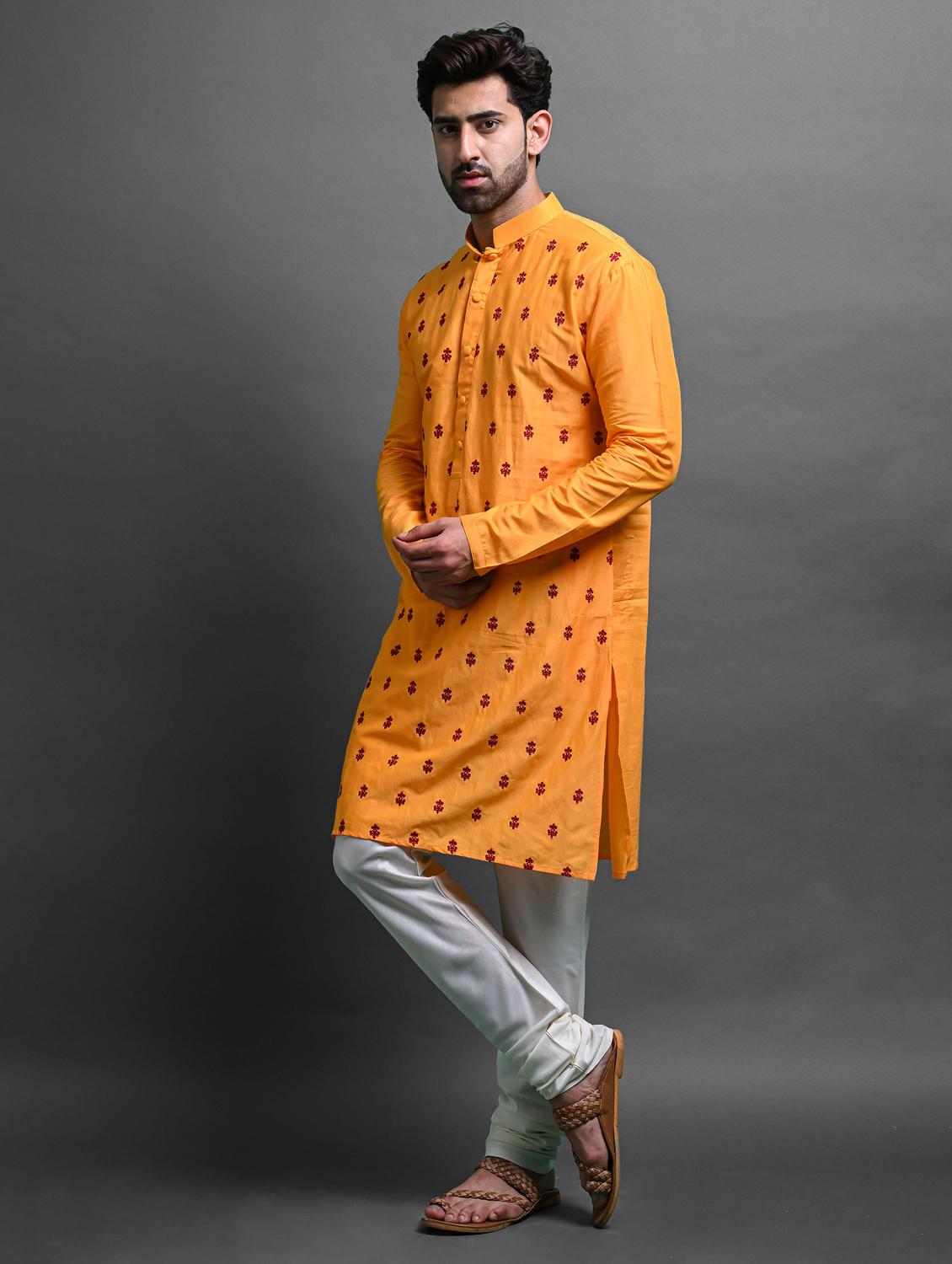 men's embroidered kurta churidar set - 20942890 - Standard Image - 2