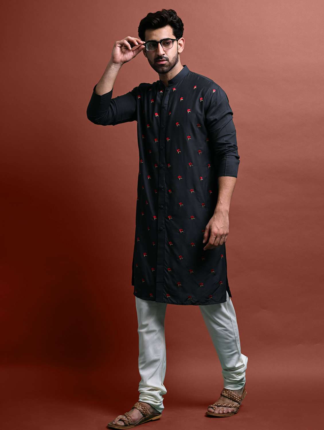 men's embroidered kurta churidar set - 20942891 -  Standard Image - 2
