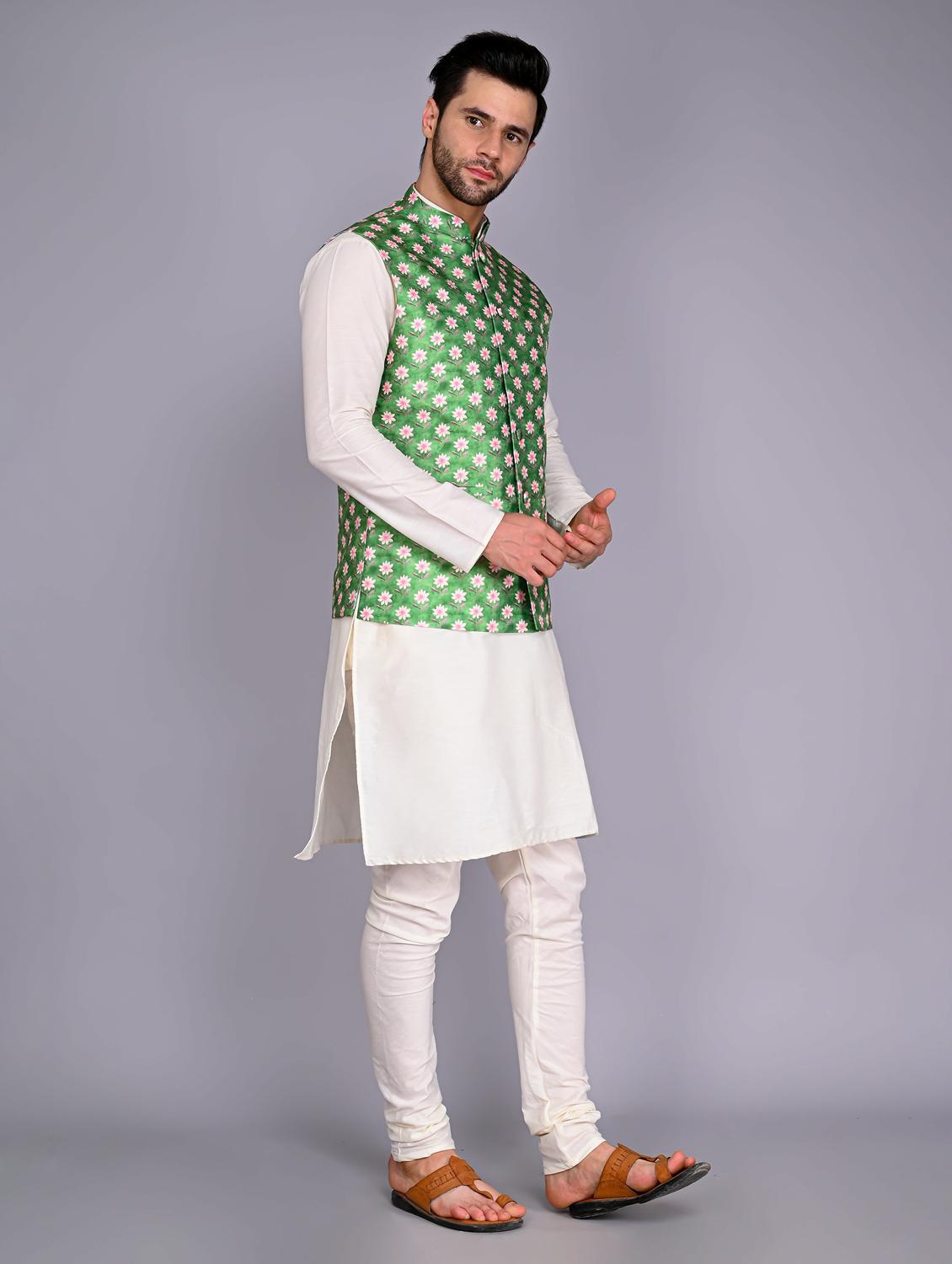 men's kurta pyjama with jacket set - 20942981 - Standard Image - 2