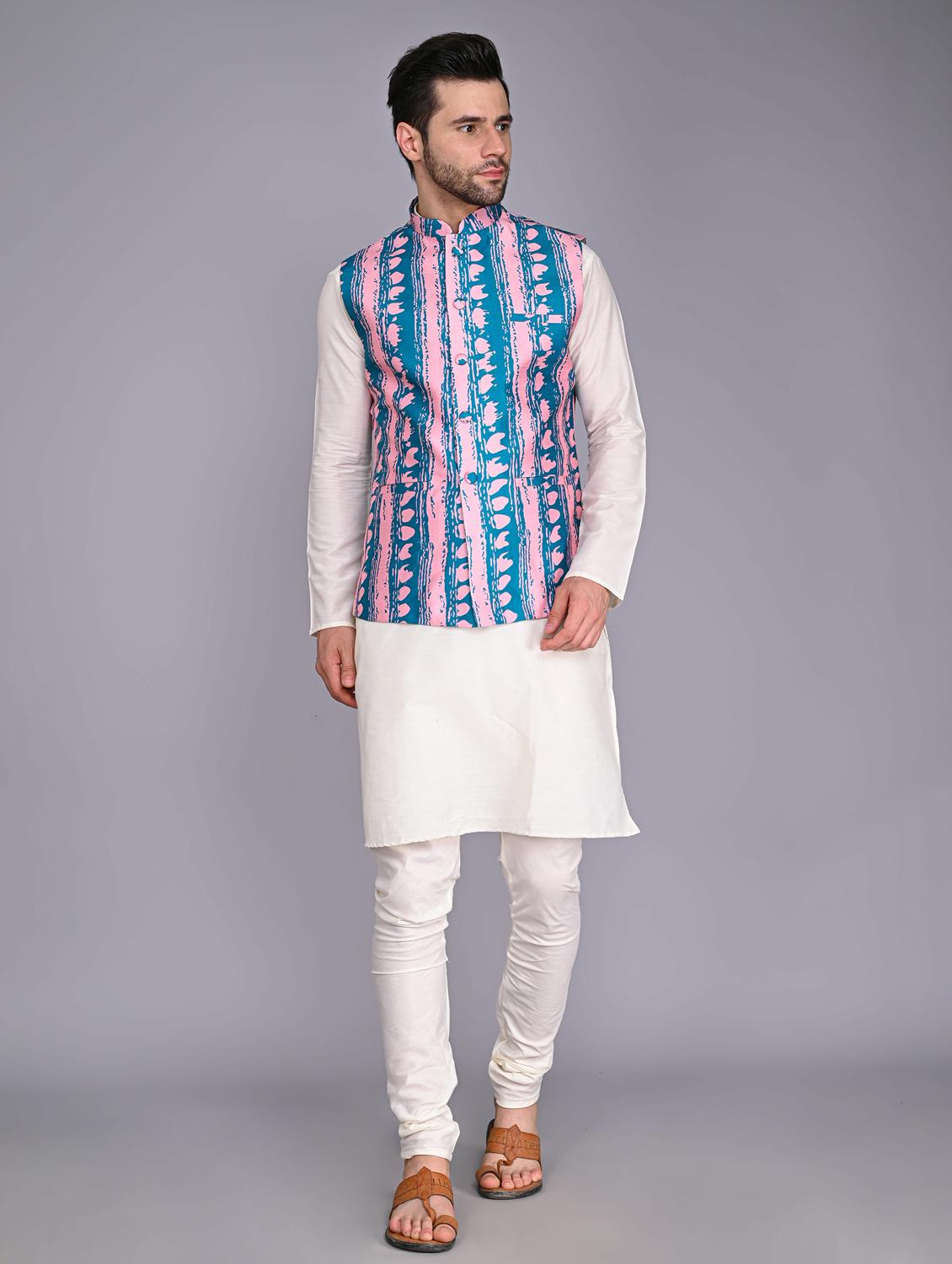 men's kurta pyjama with jacket set - 20942982 - Standard Image - 2