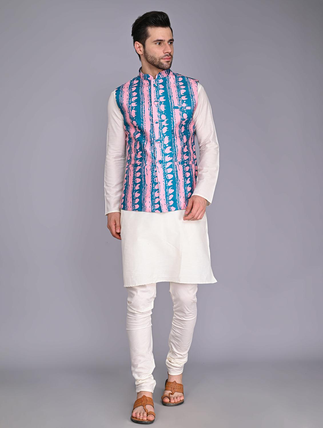 men's kurta pyjama with jacket set - 20942983 - Standard Image - 2