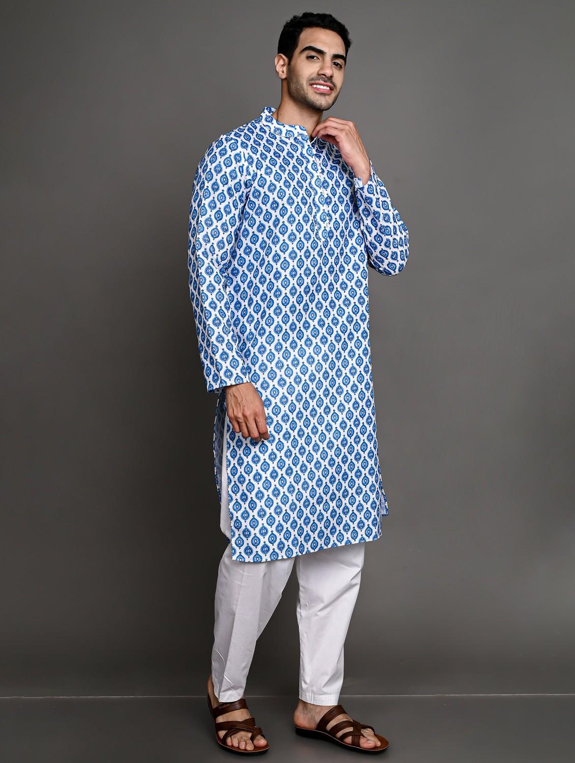 men's printed kurta pyjama set - 20943053 - Standard Image - 2