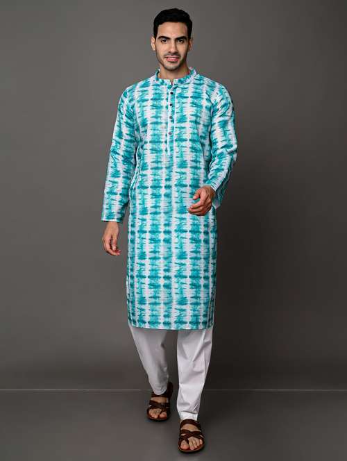 men's tie & dyed kurta pyjama set - 20943061 -  Standard Image - 0