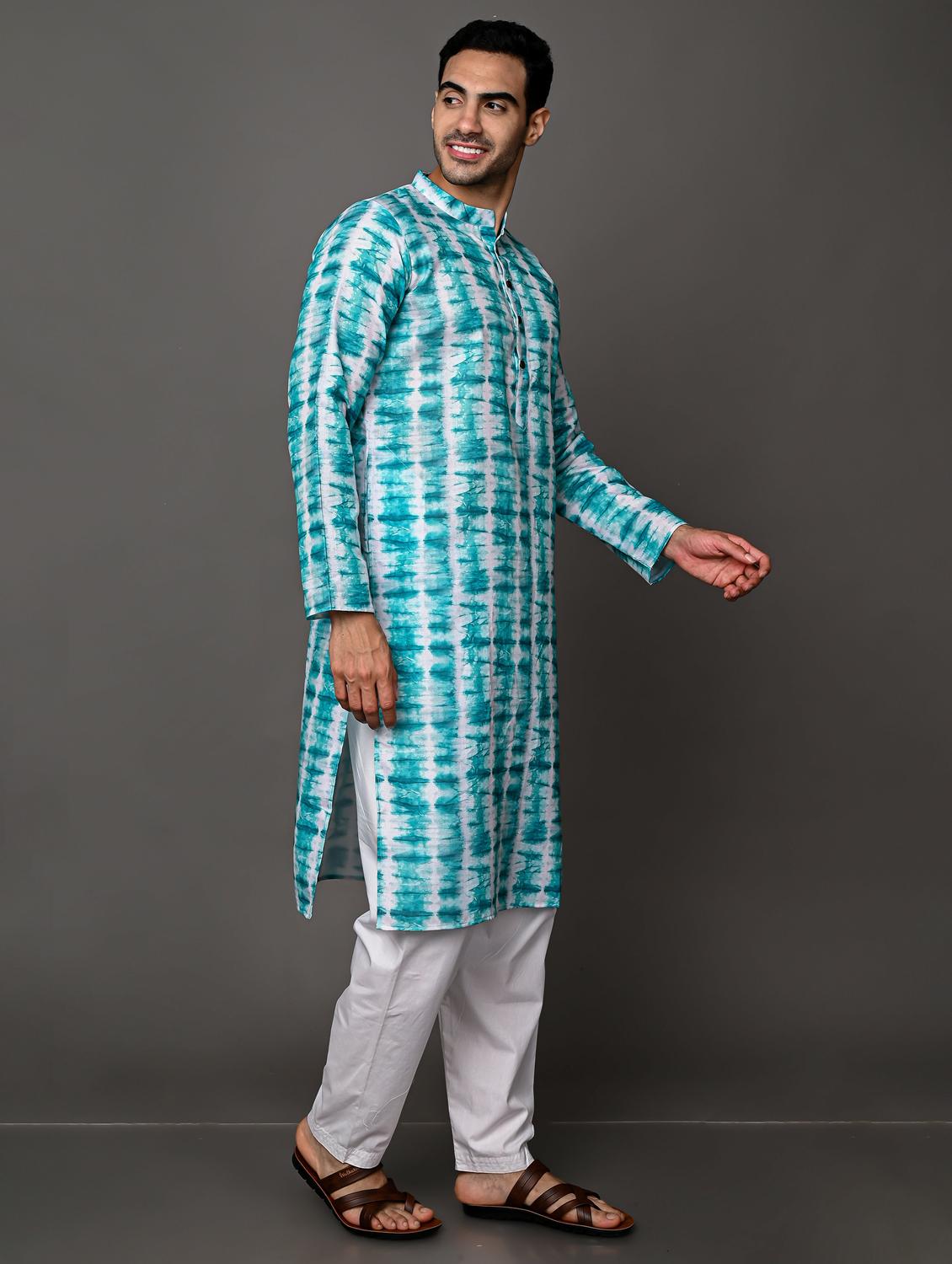 men's tie & dyed kurta pyjama set - 20943061 - Standard Image - 2