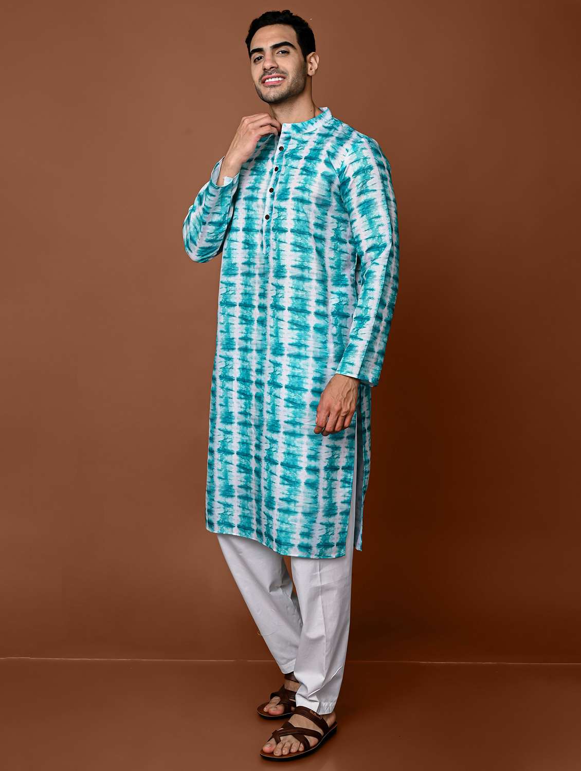 men's tie & dyed kurta pyjama set - 20943063 -  Standard Image - 2